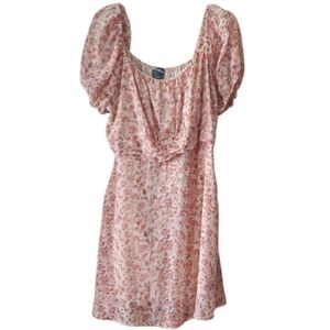 ARULA Peach Pink Rust Floral Mini‎ Dress Size X